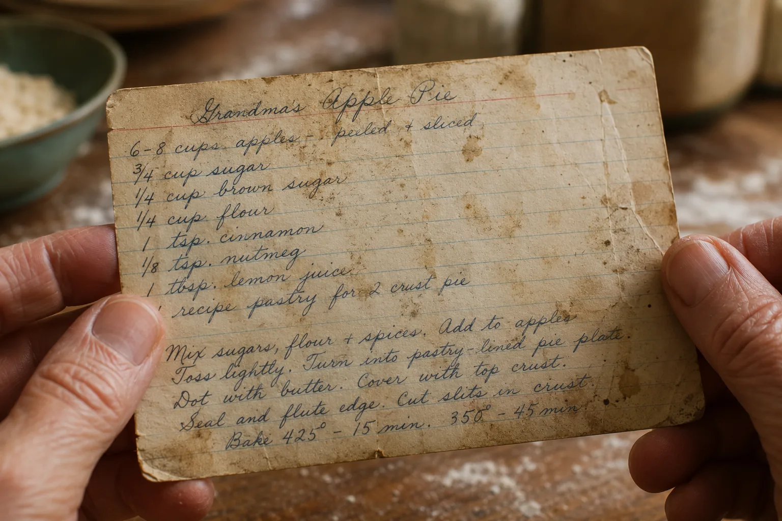 A warm kitchen counter with a wooden recipe-card box and a tablet showing a recipe